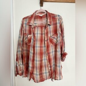 Lucky Brand Rust Plaid Shirt